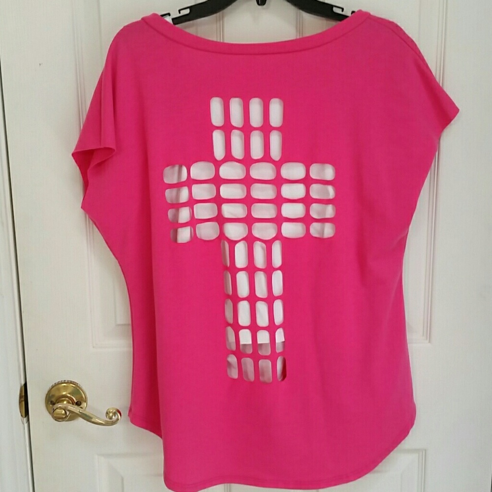 Hot pink cross shirt